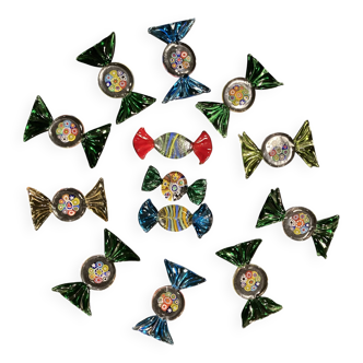 Set of Murano glass candy shaped knife holders