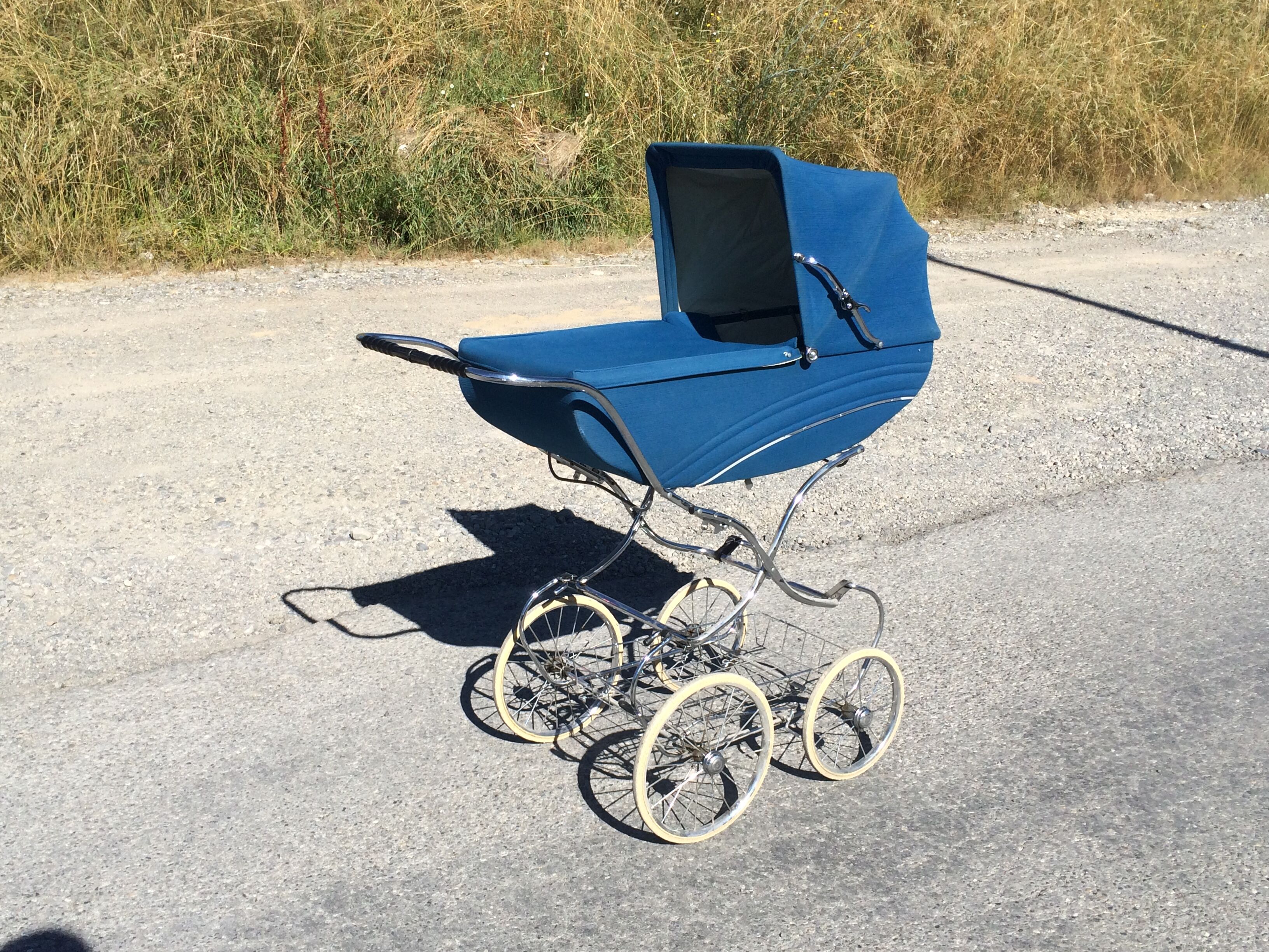 Vintage Landau Aubert duck blue velvet - 70s