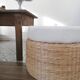 Fabric pouf buckle, end of sofa