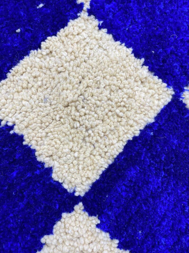 Traditional handmade blue white Berber rug 250cmx150cm