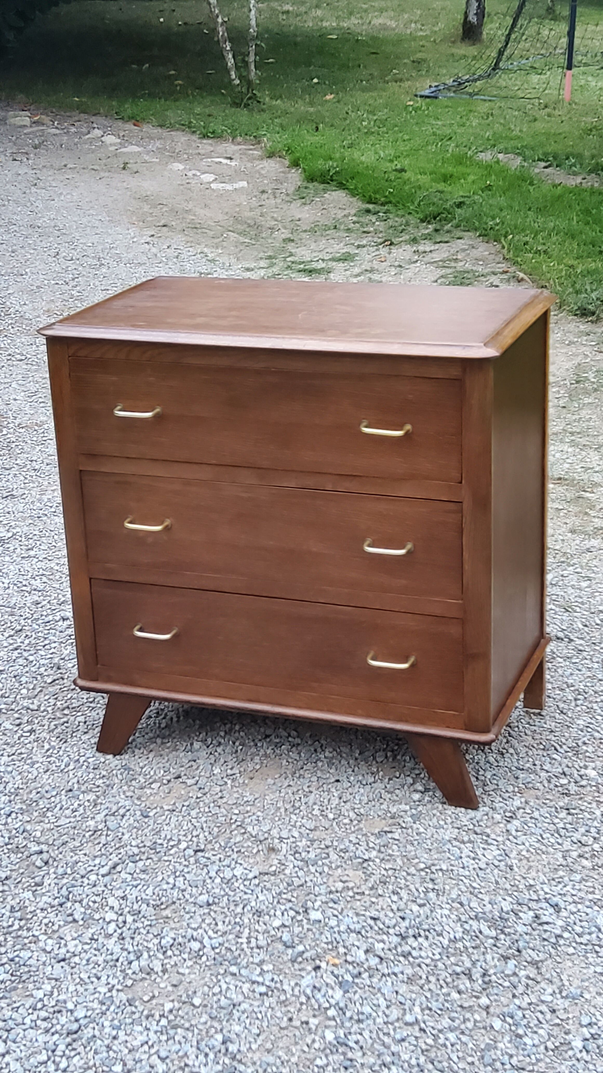 Vintage oak chest of drawers legs compass 3 drawers from the 50s