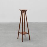 Art Deco tall oak wooden console or pedestal, France 1920s