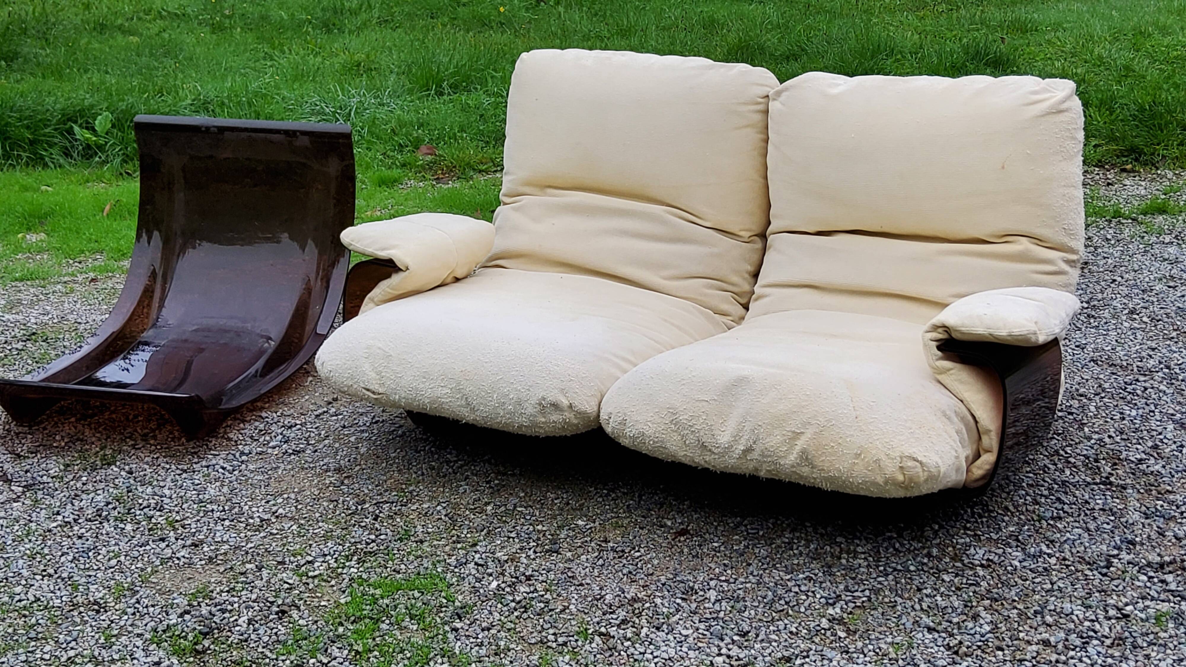 Michel Ducaroy Ligne Roset Marsala model designer sofa and 1970s armchair shell