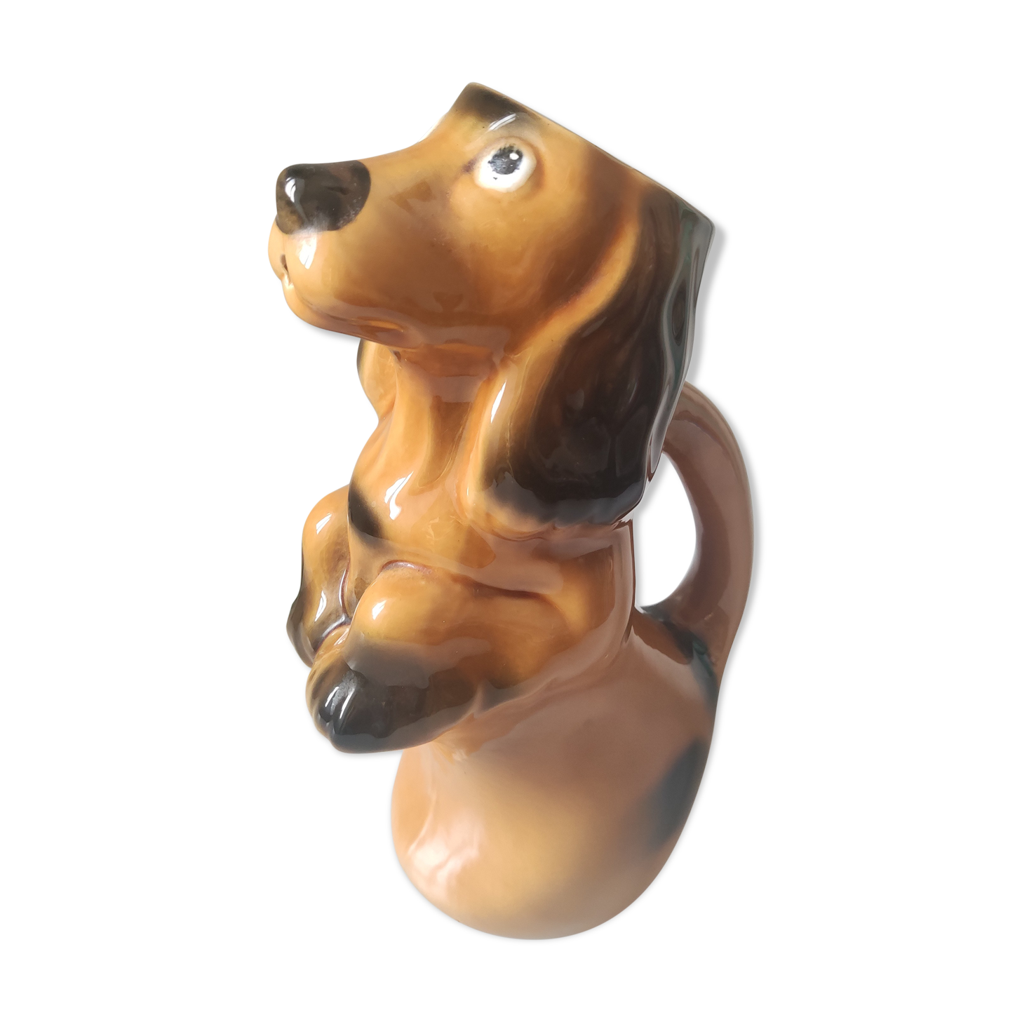 Pitcher ceramic carafe vintage dog