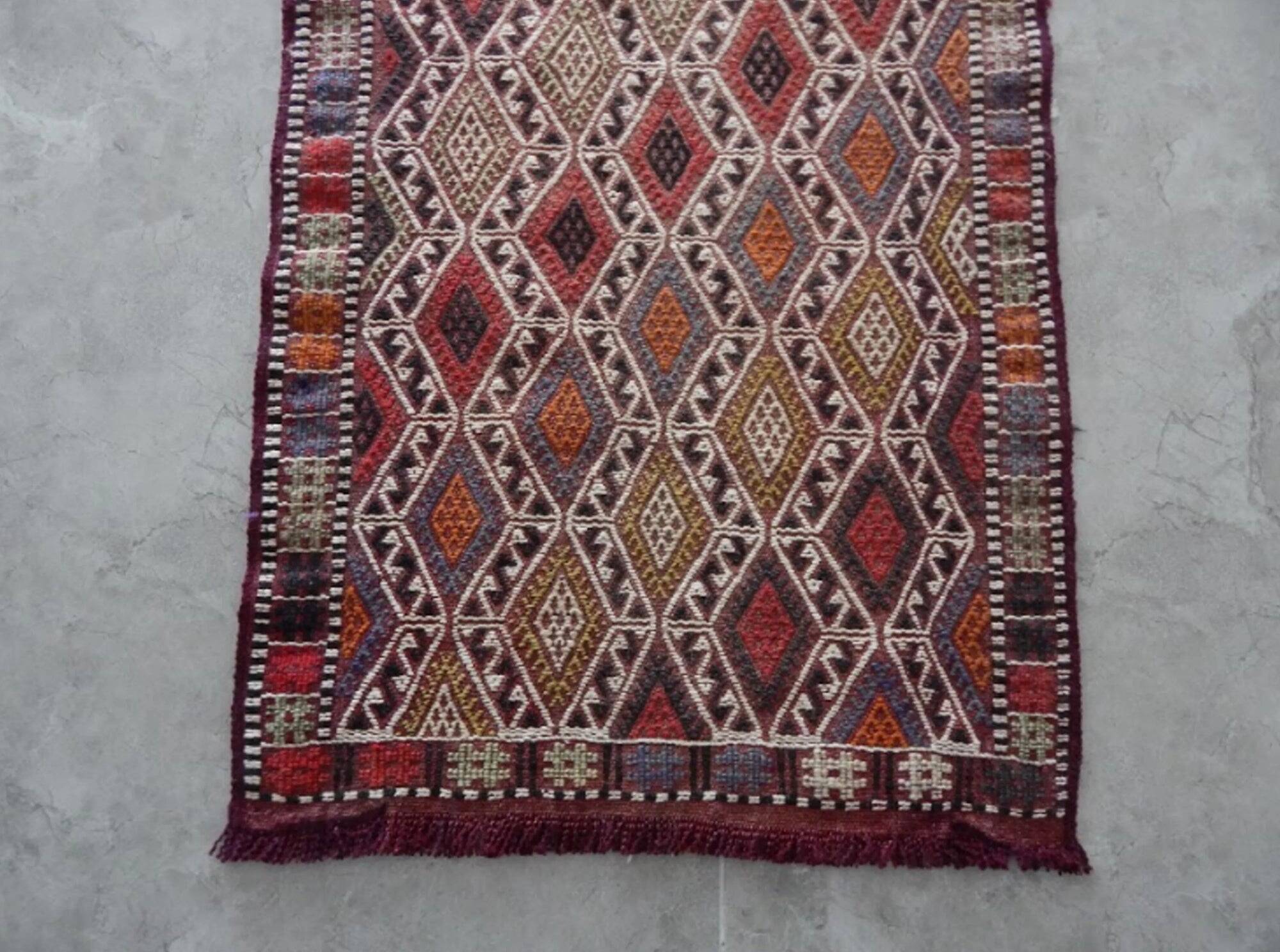 Vintage Turkish kilim handwoven 51x104 cm