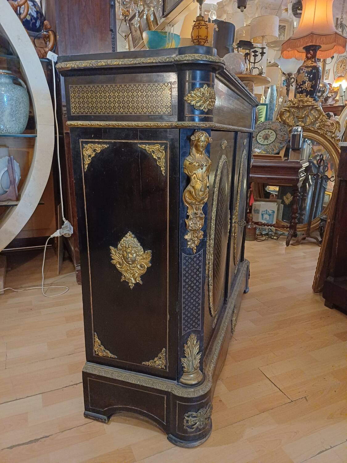 Sideboard, copper marquetry, Napoleon III period. 19th century