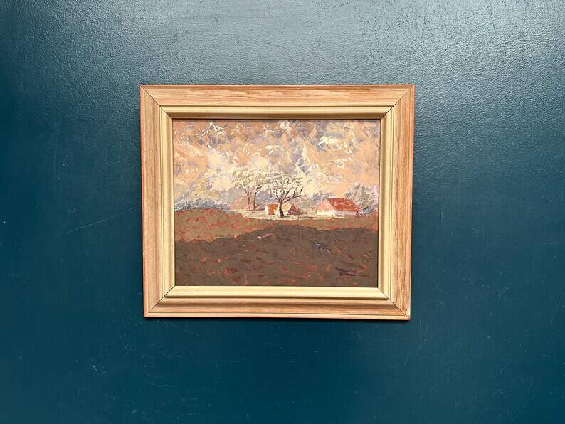 Original Swedish Oil on Panel – “Landscape” by Bertil Wahlberg – Signed – Vintage and Framed – 48 × 41.5 cm (18.9" × 16.3")