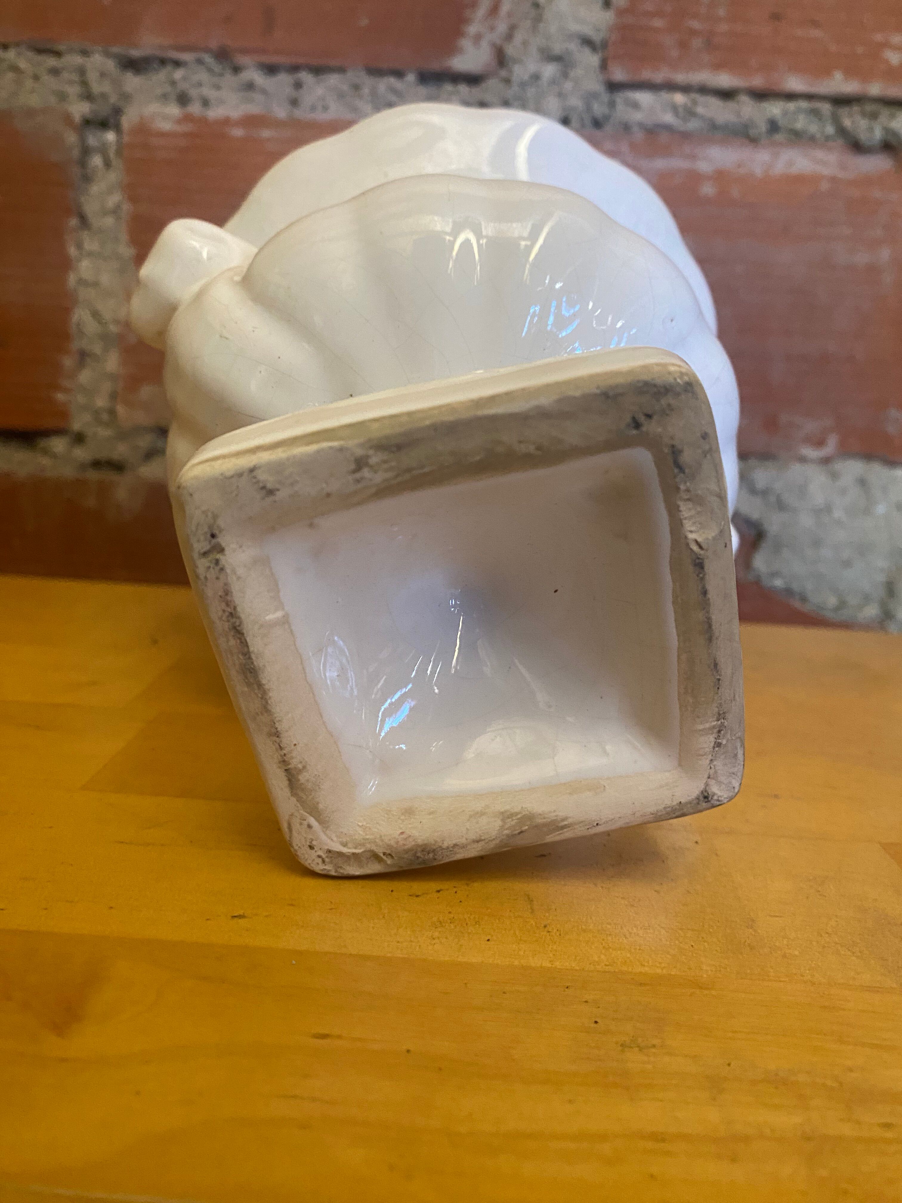 Vintage White Ceramic Médicis Vase Made in France #E016