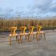Vintage dining set - blond oak 1970s - extendable table and 4 chairs