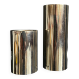 Chrome cylinder candlesticks from the 1980s