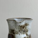 Small sanded stoneware pitcher signed Chantal and Thierry Robert