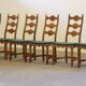 Six vintage 1960s Danish ladderback oak chairs, Henning Kjærnulf brutalist style