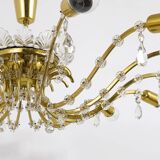 Mid-century floral brass and crystal chandelier by Lobmeyr, 1950s, Austria.