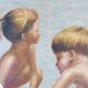 Oil painting: children's games, 1950s