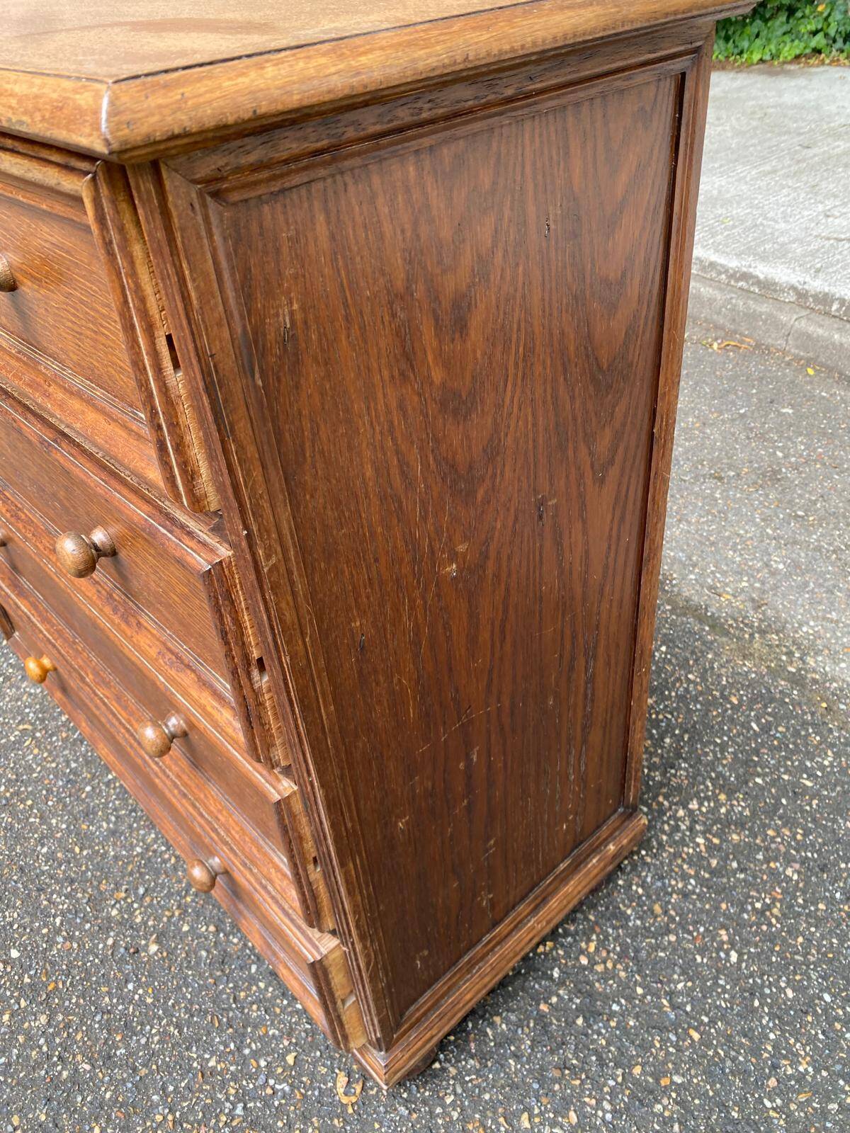 Vintage Louis XIV commode from the 1950s in dark oak.