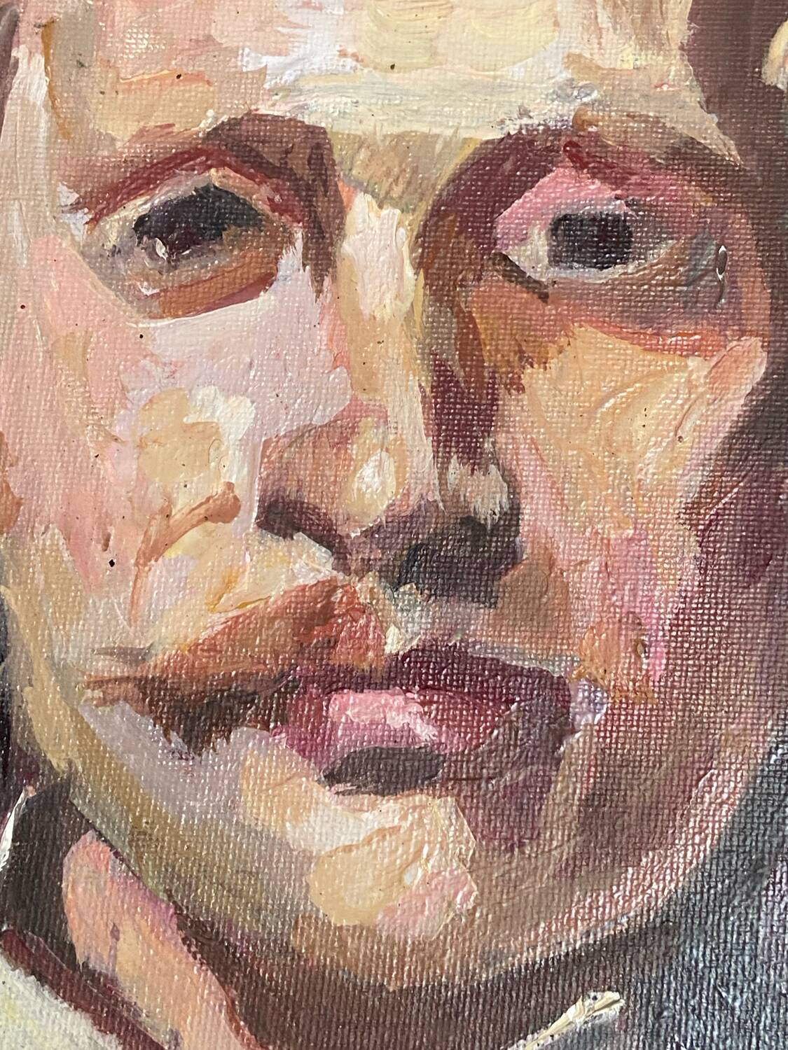 Lot of three portraits – Oils on canvas on cardboard – 20th century