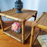 Pair of rattan end table bedside tables