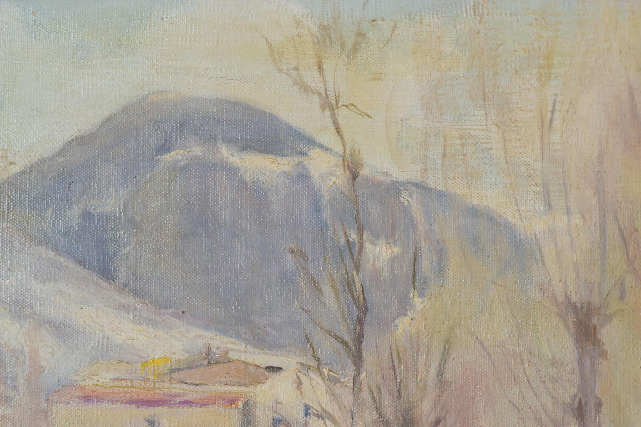 Impressionist Snowscape With Mountain Village