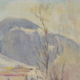 Impressionist Snowscape With Mountain Village