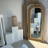 Rattan foot mirror with braces H:2m