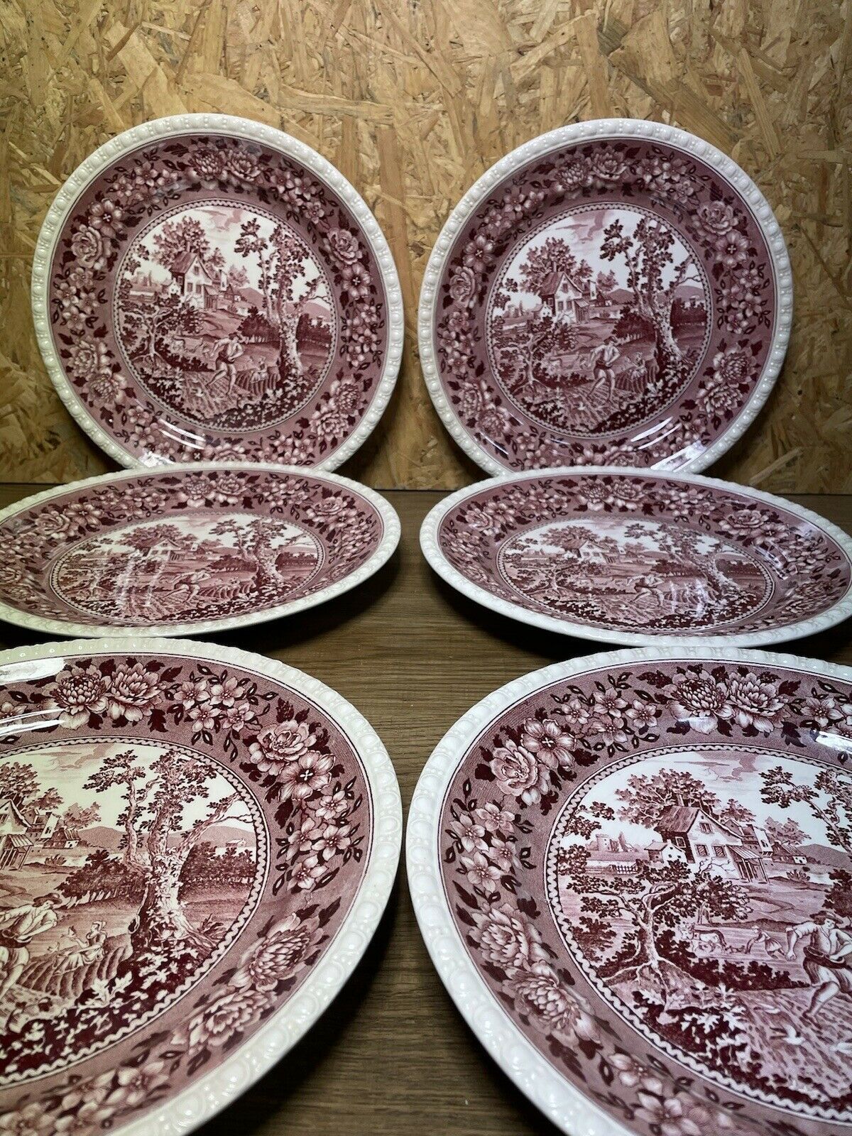 Series of 6 plates, villeroy and boch rusticana collection, chic countryside