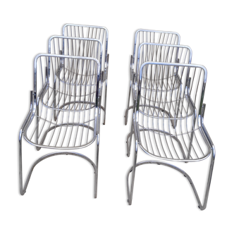 6 chaises chromées vintage années 70