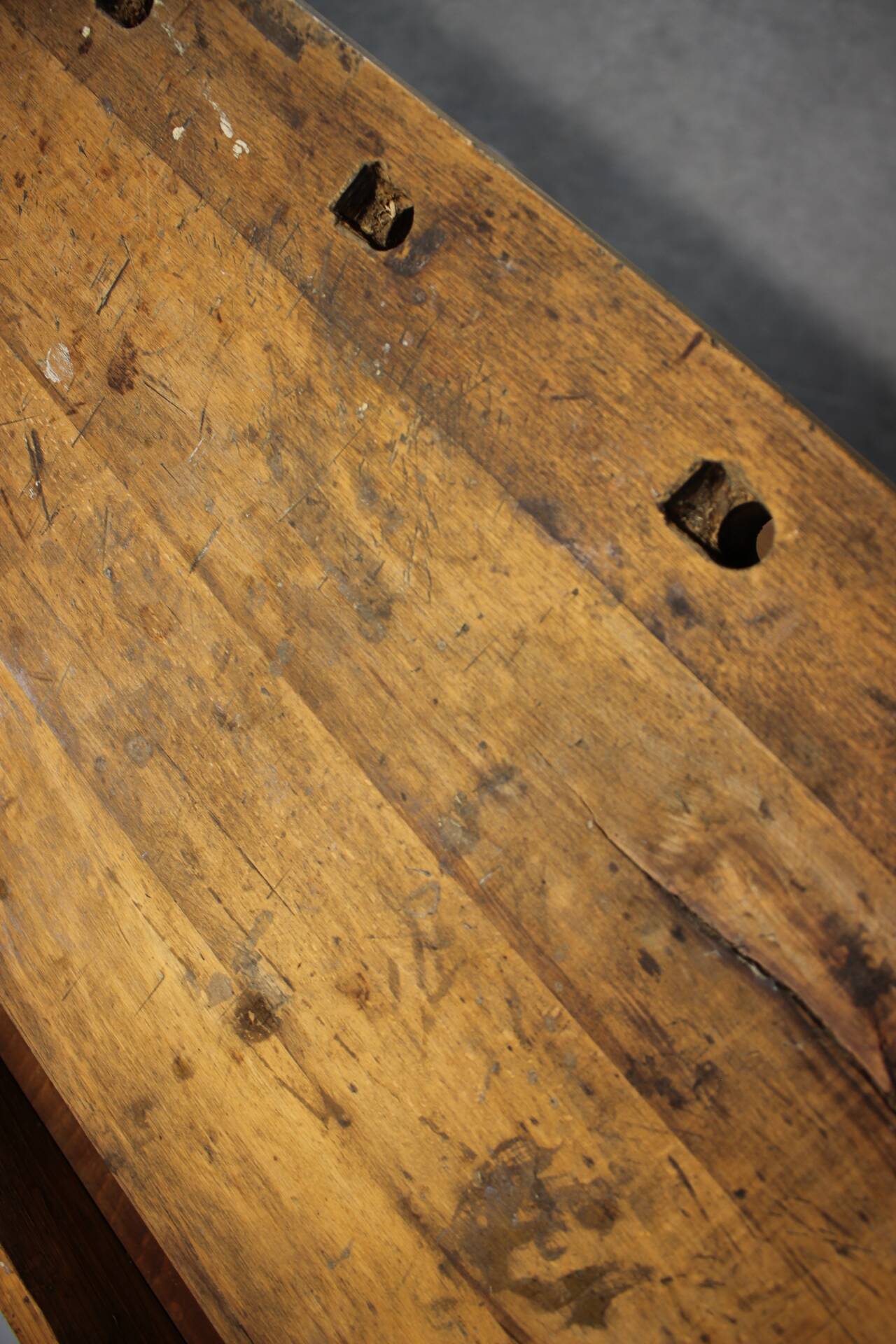 Vintage workbench with vise, Czechoslovakia, 1950s
