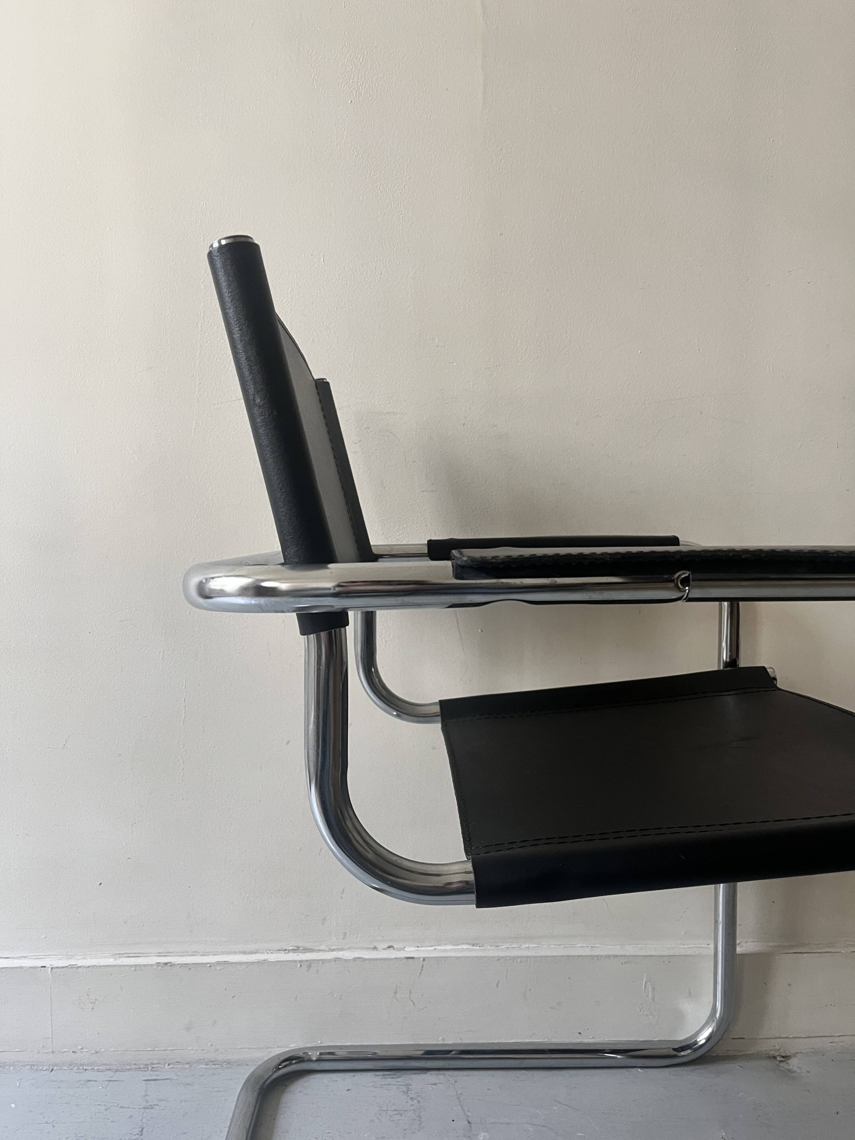 Black chrome tubular armrest chair, after Mart Stam - Breuer, 1970