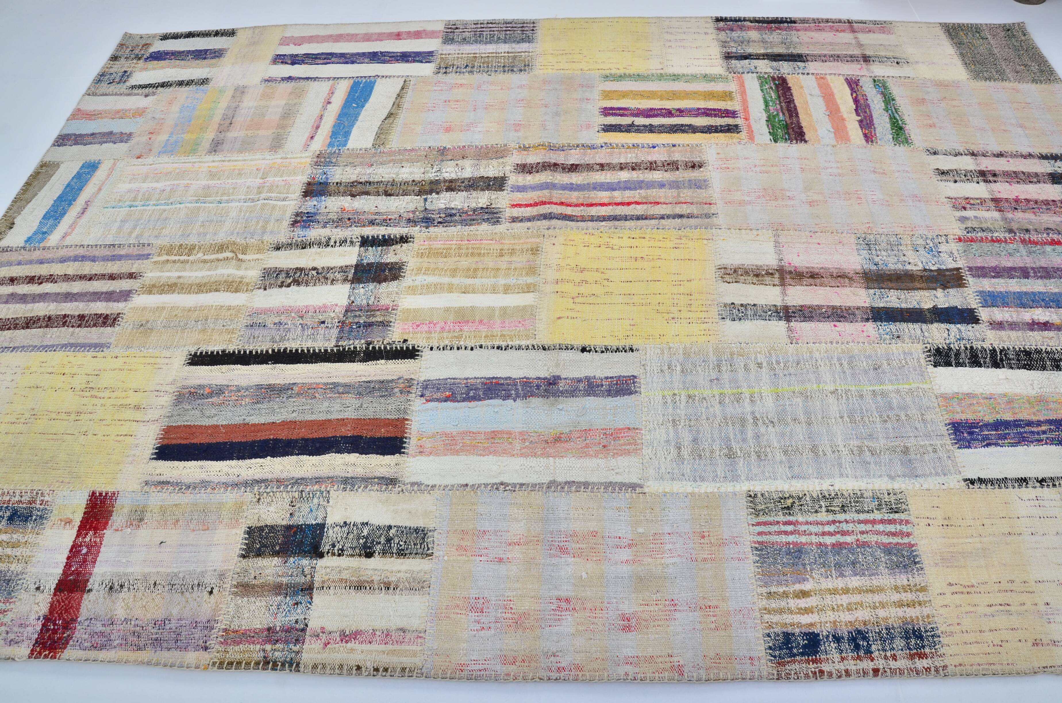 Neutral Colourful Vintage Tribal Kilim sku 3028