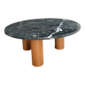 Black marble coffee table with wooden legs