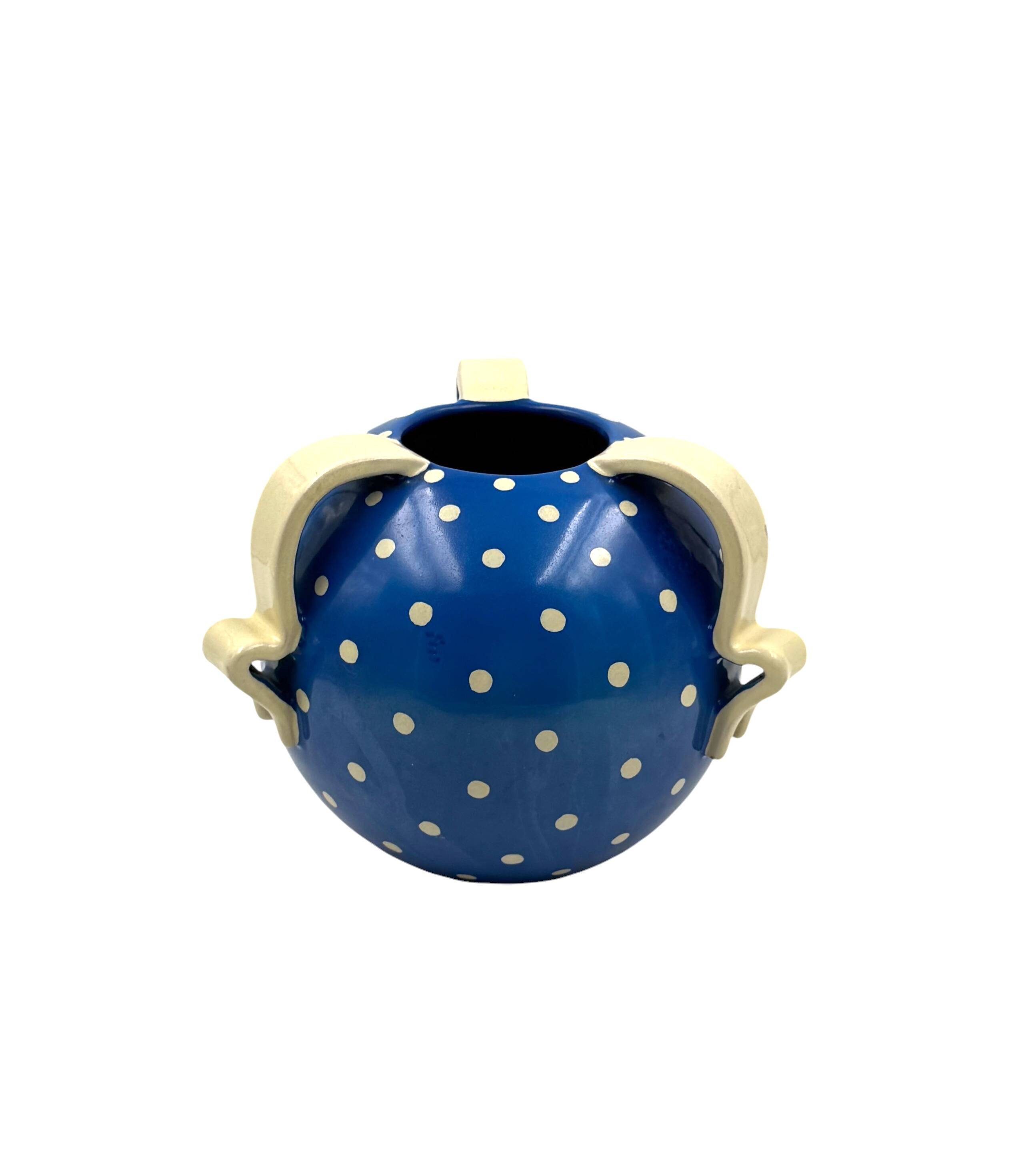 Art Deco blue ceramic vase, Rometti, Umbertide Italy 1930s