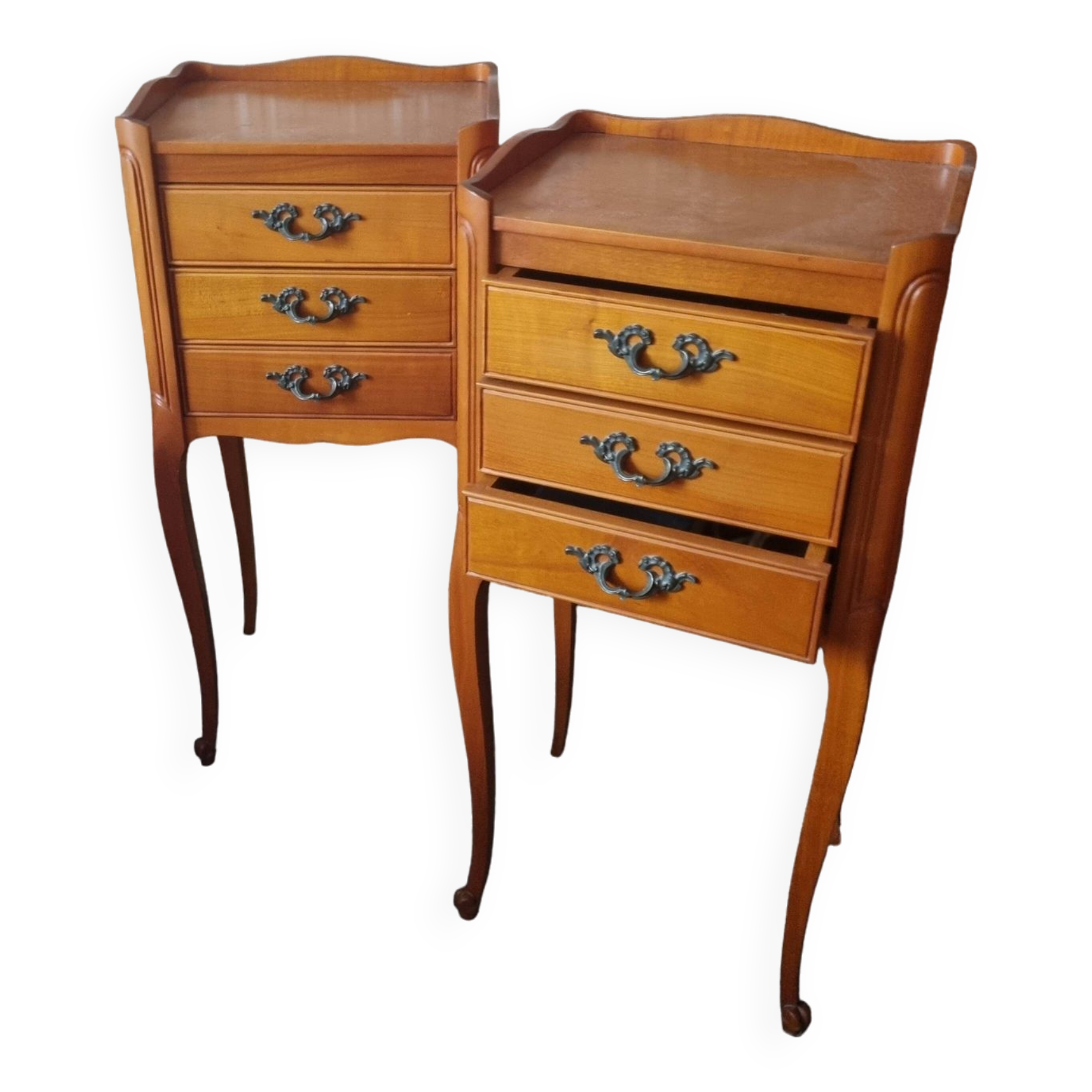 Bedside tables - Louis XV style in wood, 1960s - 1 set of 2 tables