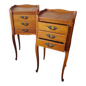 Bedside tables - Louis XV style in wood, 1960s - 1 set of 2 tables