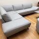 Roche bobois evidence corner sofa medium grey and 3 poufs