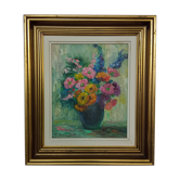 Oil on canvas bouquet of flowers signed