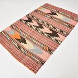 4x6 Red Pink Persian Kilim Rug, 131x196Cm