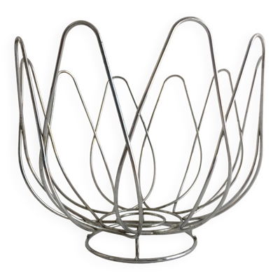 Corbeille Bol Panière à Fruits Centre de Table Métal Chromé Inox Design Art...