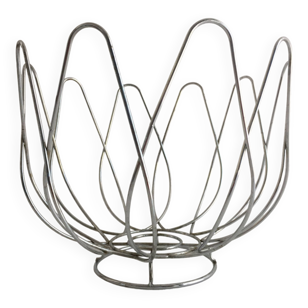 Corbeille Bol Panière à Fruits Centre de Table Métal Chromé Inox Design Art...