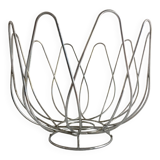 Basket Bowl Fruit Basket Centerpiece Chrome Metal Stainless Steel Art Design...