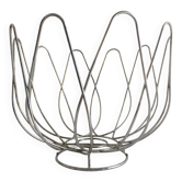 Basket Bowl Fruit Basket Centerpiece Chrome Metal Stainless Steel Art Design...