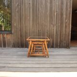 Rattan and glass nesting tables
