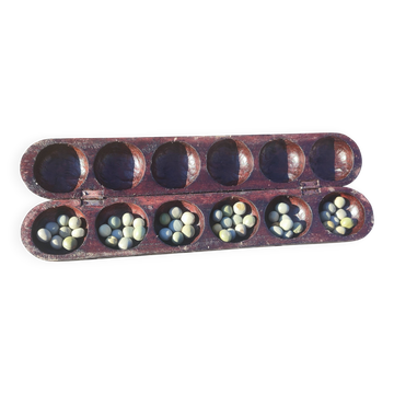 Jeu Awalé traditionnel bois sculpté main Mancala