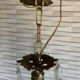 Vintage metal and crystal pendant chandelier, early 20th century.