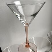 Lot de 4 verres à cocktail à pieds roses années 70