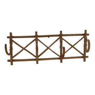 Vintage rattan wall coat rack