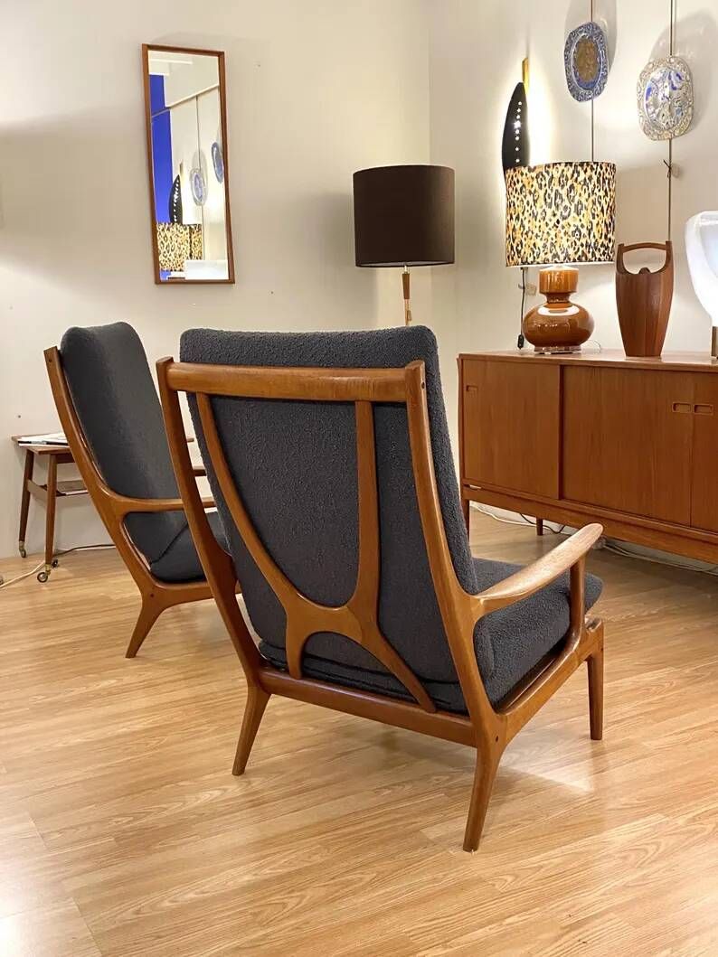 Pair of Scandinavian armchairs by Edvard Valentinsen for Fraska, Denmark 1960s.