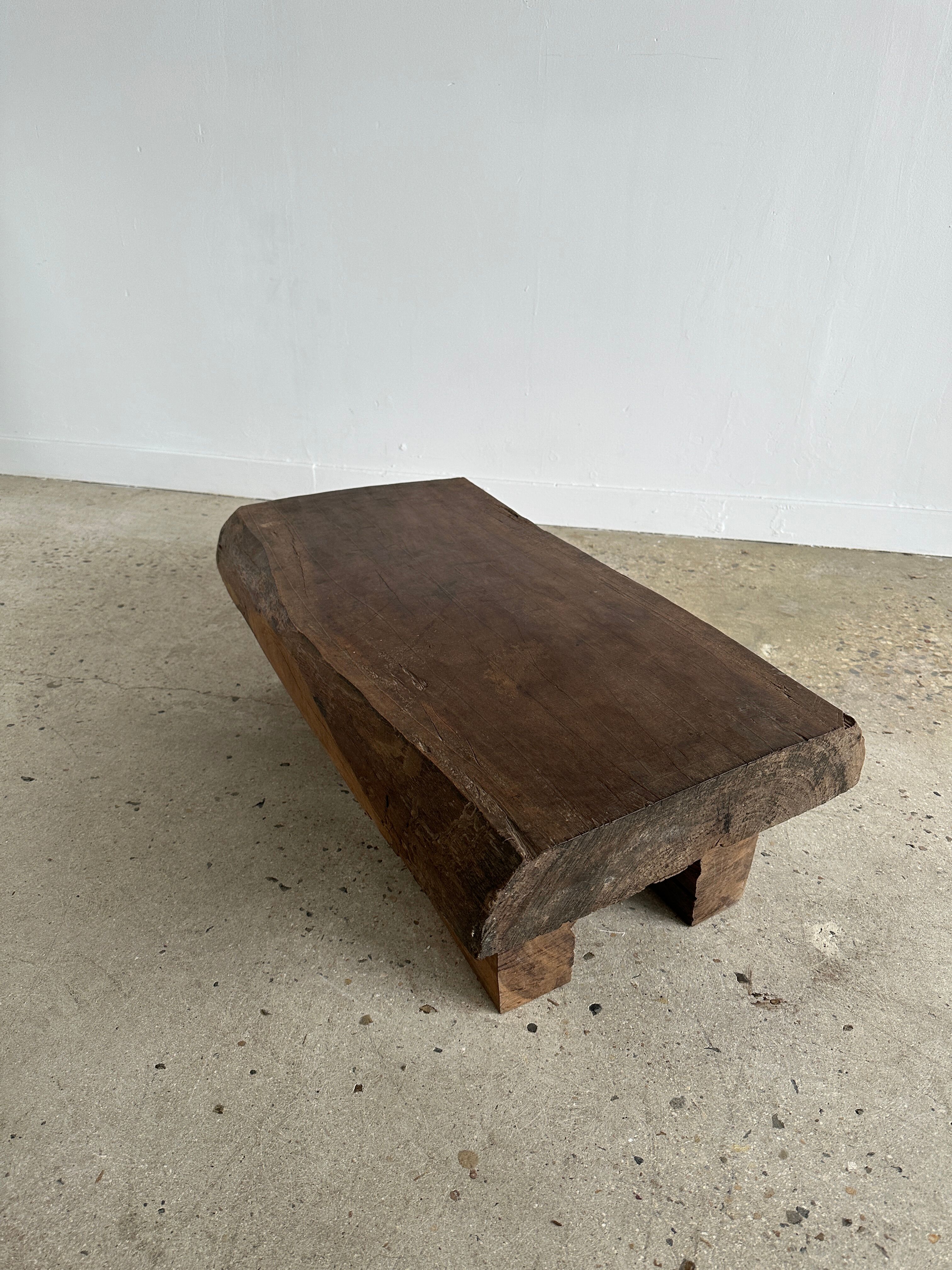 Asian solid wood quadripod brutalist coffee table H30 L81 l42