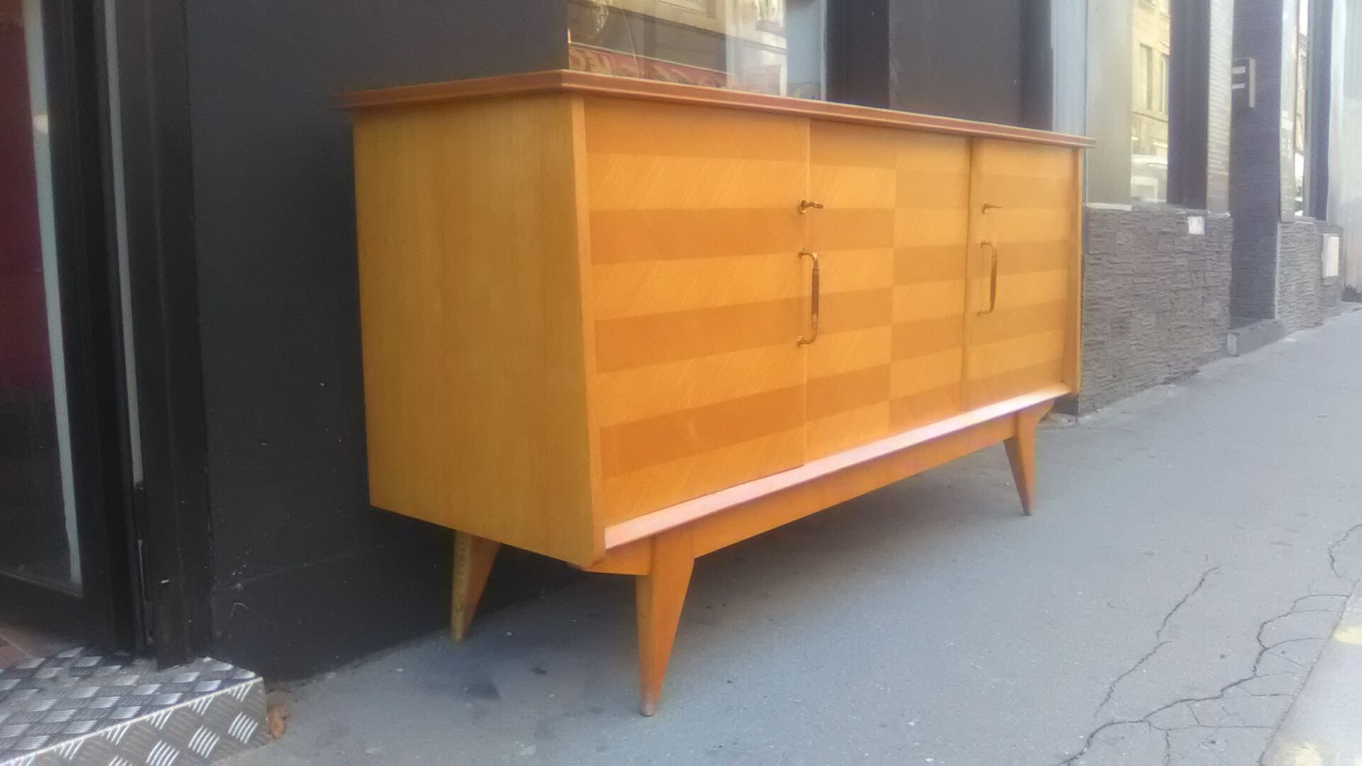 Vintage sideboard 1950 oak foot compass