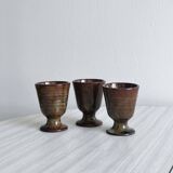 Set of 3 small enamelled ceramic mugs