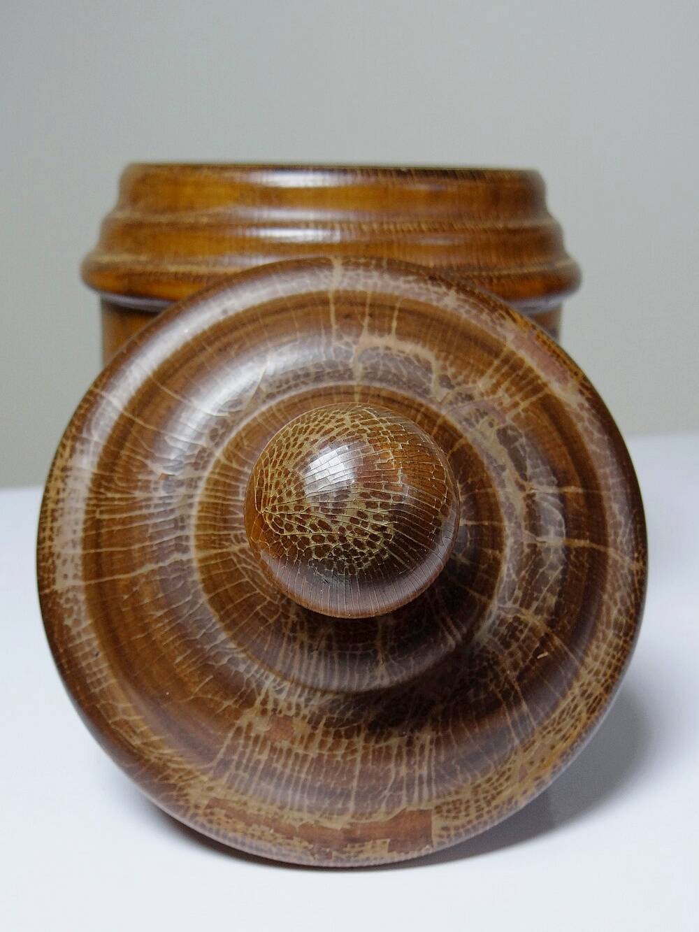 Tobacco jar, vintage turned wooden box from the 40s-50s